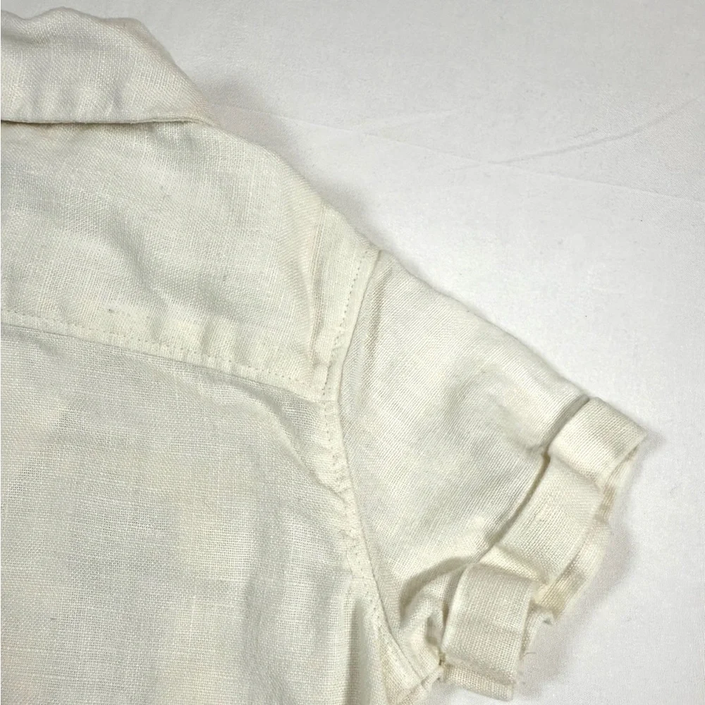 JANIE AND JACK Baby Button Up Shirt 3-6 Months Linen‎ Blend Short Sleeve Preppy